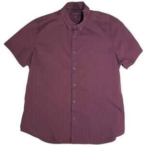 Guess Men's Maroon Shirt Size X-Large Slim Fit Button Down Short Sleeve XL